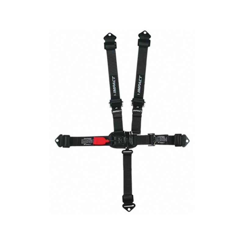Impact Pro Series 5-Point Latch & Link Restraint - 2" - Pull Up Right Lap Adjust - Bolt-In/Wrap Around - Black