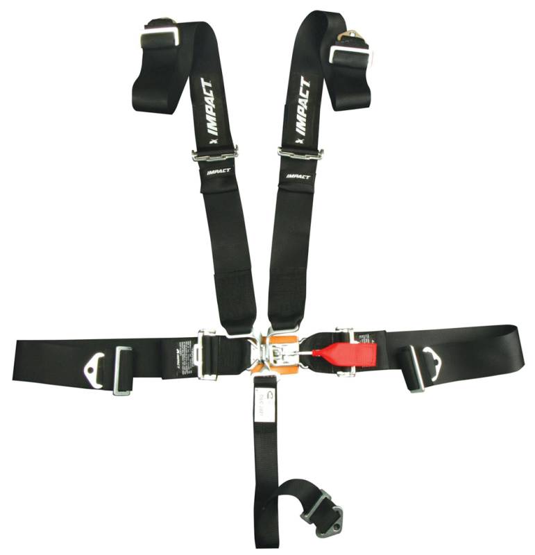 Impact Sportsman Series 5-Point Latch & Link Restraints - 3" - Pull Down Adjust - Bolt-In - Black