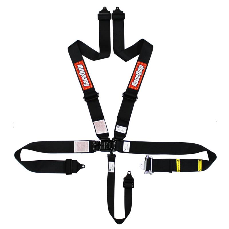 RaceQuip 5-Point Latch & Link Ratchet Harness - Bolt-In/Wrap Around - Black