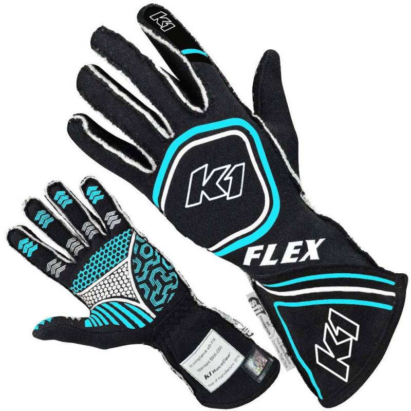 K1 RaceGear Flex Nomex® Driver's Gloves - Black/FLO Blue