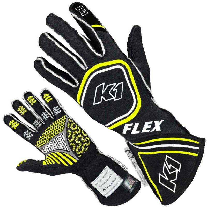 K1 RaceGear Flex Nomex® Driver's Gloves - Black/FLO Yellow