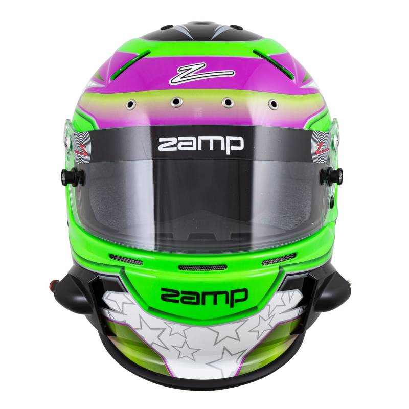 Zamp RZ-70E Switch Helmet - Green/Purple Graphic