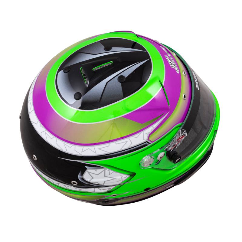 Zamp RZ-70E Switch Helmet - Green/Purple Graphic