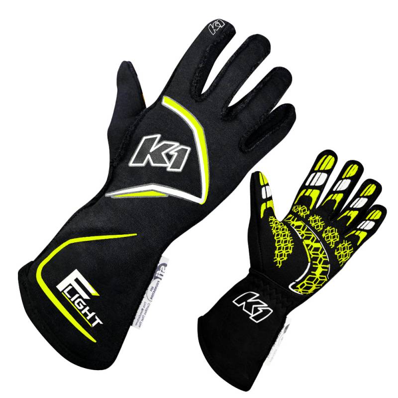 K1 RaceGear Flight Glove - Black/FLO Yellow