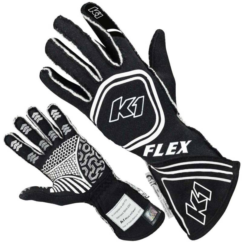 K1 RaceGear Flex Nomex® Driver's Gloves - Black/White