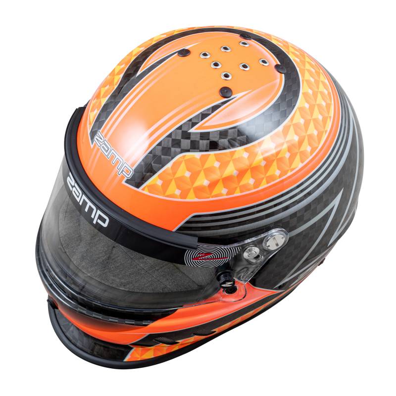 Zamp RZ-65D Graphic Helmet - Flo Orange/Yellow/Carbon Fiber