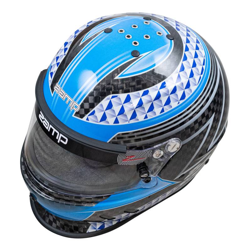 Zamp RZ-65D Graphic Helmet - Flo Blue/Gray/Carbon Fiber