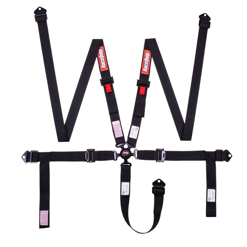 RaceQuip 5-Point 2" Camlock Harness - Pull Down - Individual Shoulder Harness - Bolt-in/Wrap Around - Black