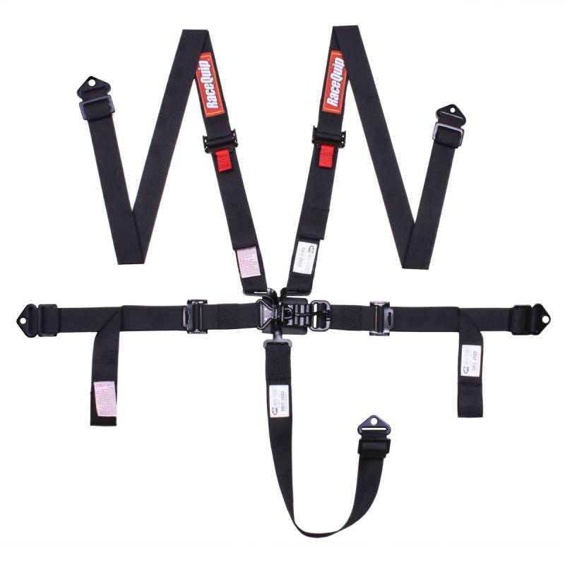 RaceQuip 5-Point 2" Latch & Link Harness - Pull Down - Individual Shoulder Harness - Bolt-in/Wrap Around - Black