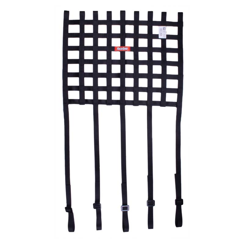 RaceQuip Ribbon Window Net w/ 1" Mounting Straps - 15" x 18" - Black
