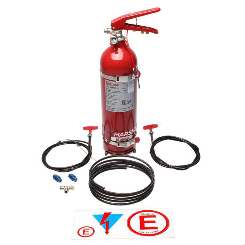 Lifeline Zero 2000 Fire Suppression System - 2.25 L Bottle - Pull Cable