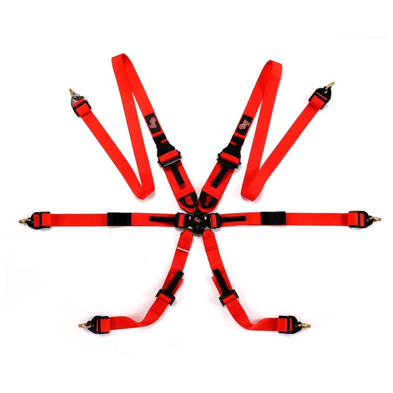 G-Force 7623 Endurance 3+2 Pull Down FIA Harness - Red