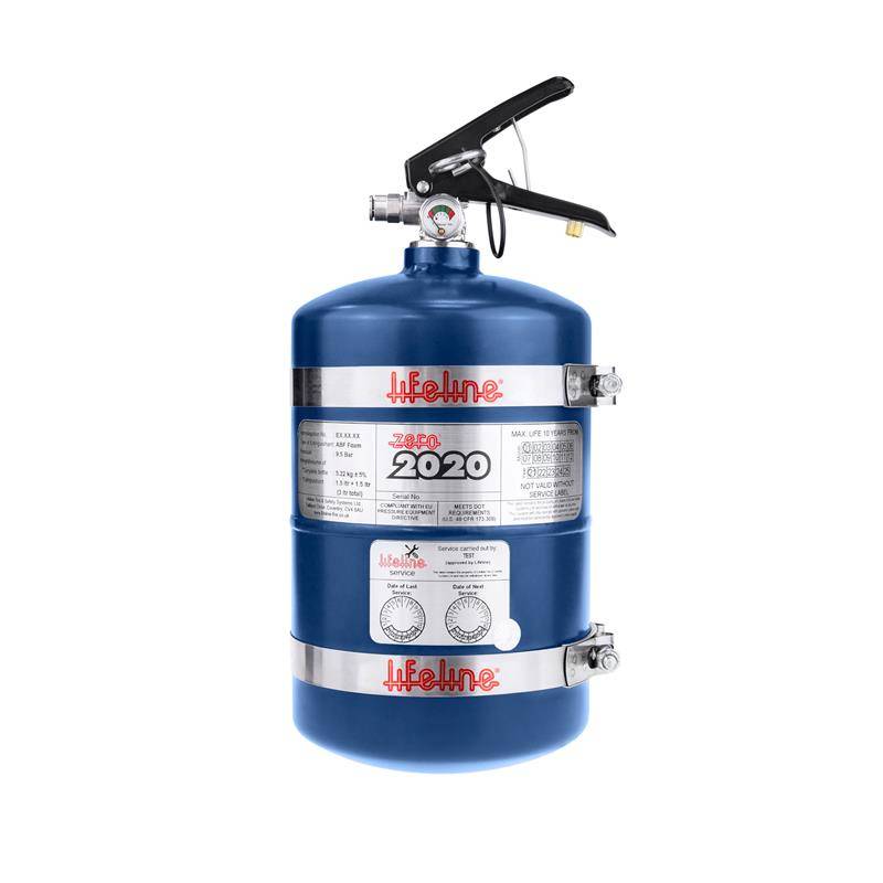 Lifeline USA Zero 2020 Fire Extinguisher Bottle - Wet Chemical - Class AB - 1B Rated - FIA Approved - 3.0 L - Blue