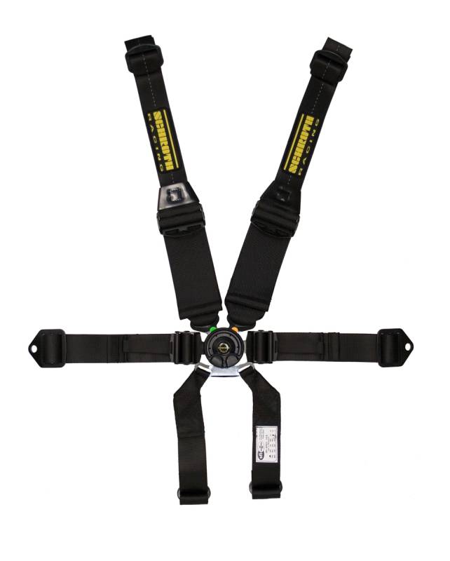 Schroth Profi II 6-Point Camlock Harness - SFI 16.5 - Pull Up Adjust - Clip In/Wrap Around - Individual Harness - HANS Ready - Black