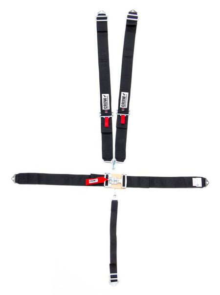 Crow QA 5-Way Duck Bill 3" Latch & Link Harness w/ Harness Pads - 55'' Seat Belts - Gray