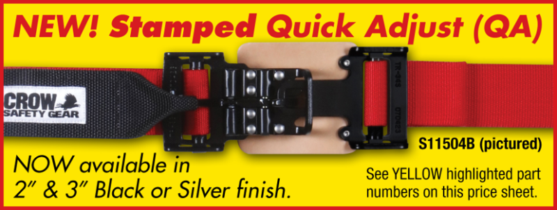 Crow QA 5-Way Duck Bill 3" Latch & Link Harness - 40'' Lap Belt - Gray