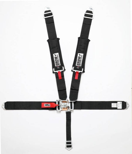 Crow QA 5-Way Duck Bill 3" Latch & Link Harness - 55'' Seat Belts - Black