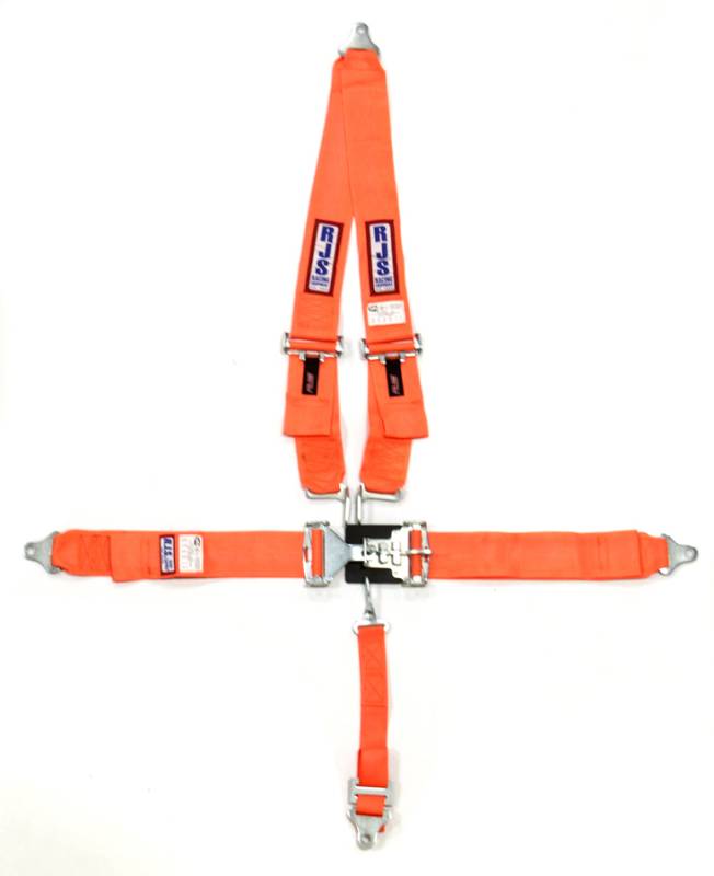 RJS 5-Point Latch & Link Harness - Roll Bar Mount - Orange - 2" Anti-Submarine Belt