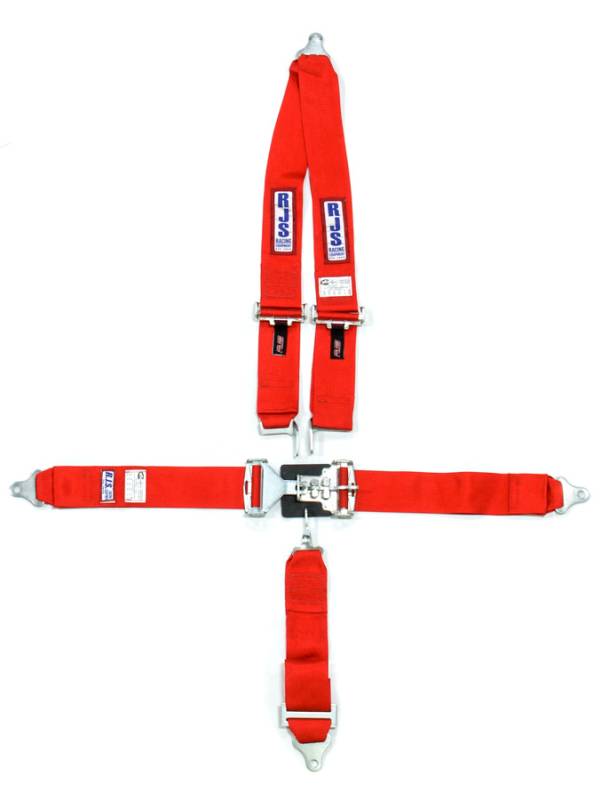 RJS 5-Point Harness - Bolt-In - 3" Anti-Submarine Strap - Red