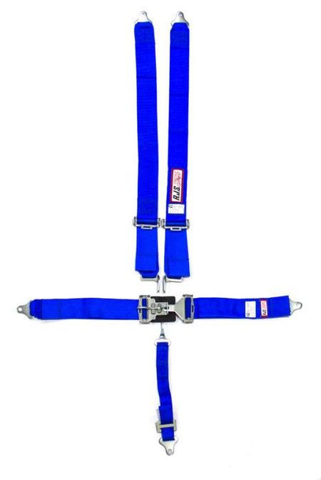 RJS 5-Point Harness - Individual Shoulder Harness - Bolt-In Mount - 2" Anti-Sub - Blue