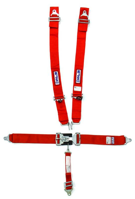 RJS 5-Point Harness - Individual Shoulder Harness - Bolt-In Mount - 2" Anti-Sub - Red