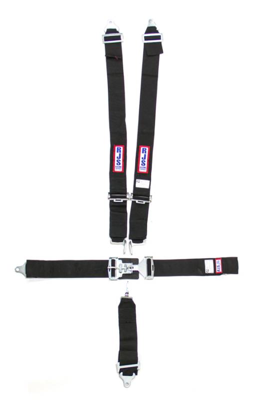 RJS 5-Point Harness - Individual Shoulder Harness - Bolt-In Mount - 3" Anti-Sub - Black