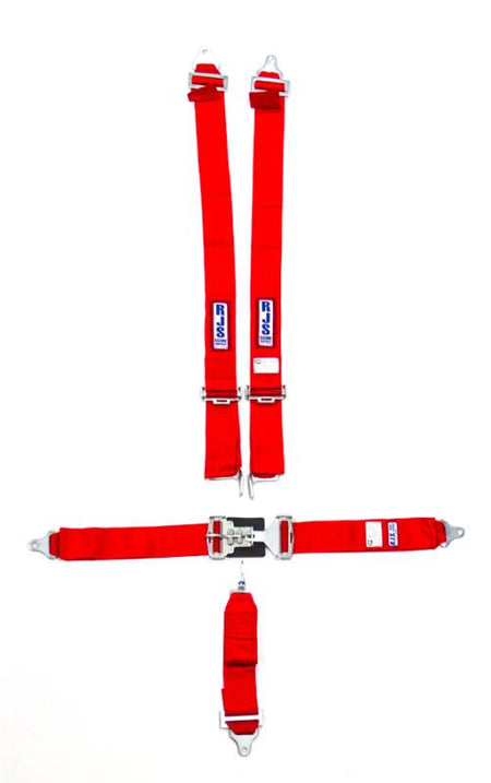 RJS 5-Point Harness - Individual Shoulder Harness - Bolt-In Mount - 3" Anti-Sub - Red