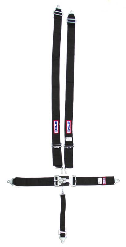 RJS 5-Point Harness - Individual Shoulder Harness - Wrap Around Mount Shoulder Harness - Lap Belt Bolt-In Mount - 2" Anti-Sub - Black