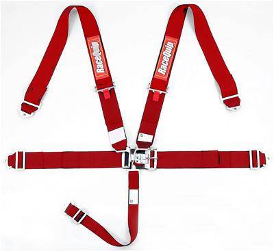 RaceQuip Latch & Link 5-Point Harness Assembly - Pull Down - Bolt-In/Wrap Around Mount - Red