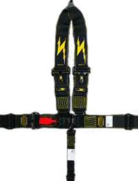 Impact Standard Latch & Link Harness - V-Type Shoulder Harness/Pull Down Adjust - Black