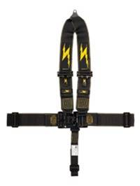 Impact Integrated Latch & Link Harness - V-Type Shoulder Harness/Pull Down Adjust - Black
