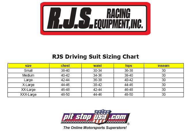 RJS Auto Racing Suit Sizing Chart