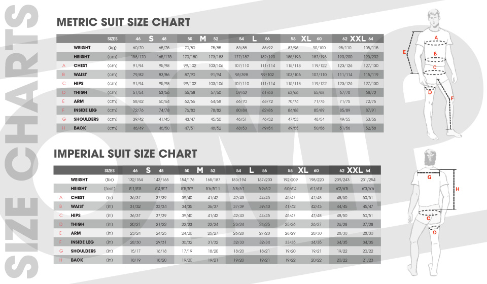 OMP Racing Suit Sizing Chart