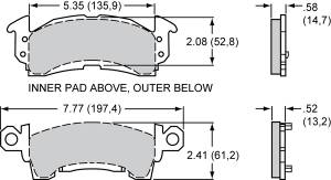 Brake Pad Sets - Circle Track - GM Pads (D52)