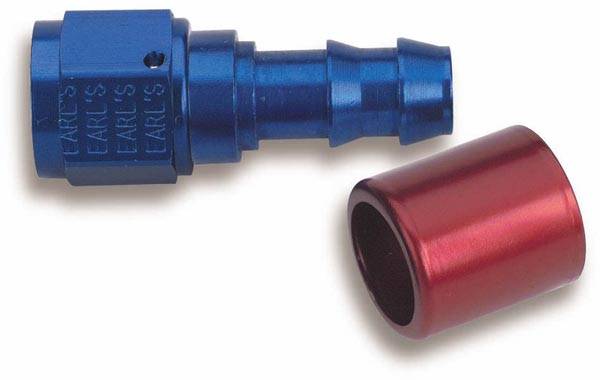 Earls 700109 Super Stock Blue and Red Anodized Aluminum 8AN Straight Push-on Hose End 