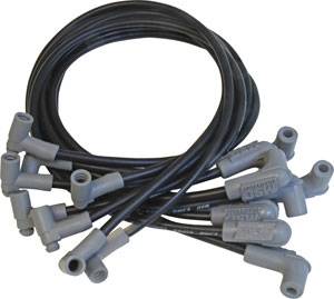 SBC Chevy V8 Universal Black 8.5 mm Spiral Core Spark Plug Wires W/90 Deg Boots 