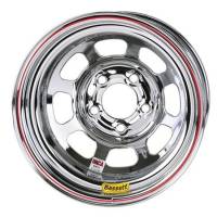 Bassett Racing Wheels - Bassett IMCA D-Hole Wheel - Reverse Bell - 15" x 8" - 5 x 5" - Chrome - 2" Back Spacing - 19 lbs.