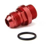 Holley Performance Products - Holley Fuel Inlet Fitting-Short-8AN male fuel inlet fitting (red) with-8AN o-ring threads