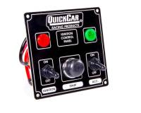 QuickCar Racing Products - QuickCar Ignition Control Panel With Single Accessory Switch - Warning Lights - Black
