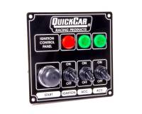 QuickCar Racing Products - QuickCar Ignition Control Panel With Two Accessory Switches - Warning Lights- Black