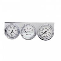 Auto Meter - Auto Gage Mechanical White Oil / Volt / Water Chrome Console - 2-5/8 in.