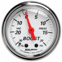 Auto Meter - Auto Meter Arctic White Mechanical Boost / Vacuum Gauge - 2-1/16 in.