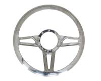 Billet Specialties - Billet Specialties Standard Steering Wheel Interceptor 14" Diameter 3-Spoke - Milled Finger Notches
