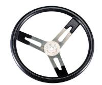 Sweet Manufacturing - Sweet Manufacturing 16" Diameter Steering Wheel 3 Spoke Flat Black Rubberized Grip - Aluminum