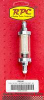 Racing Power - Racing Power Inline Fuel Filter Stainless Mesh 3/8" Hose Barb Inlet/Outlet Glass/Steel - Chrome