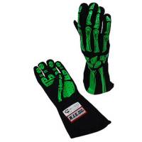 RJS Racing Equipment - RJS Single Layer Skeleton Gloves - Lime Green - Large