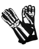 RJS Racing Equipment - RJS Single Layer Skeleton Gloves - White - Large