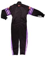 RaceQuip - RaceQuip Pro-1 Single Layer Youth Racing Suit - Black/Purple Trim - Youth X-Large