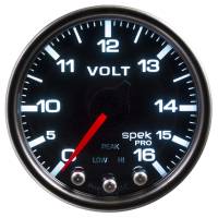 Auto Meter - Auto Meter Spek-Pro Voltmeter - Stepper Motor - 0-18V - Electric - Analog - Full Sweep - 2-1/16" Diameter - Black Face
