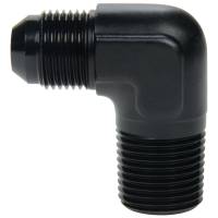 Allstar Performance - Allstar Performance 90° Adapter - 3 AN Male to 1/8" NPT Male - Aluminum - Black Anodize